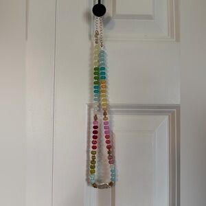 Rainbow Beaded Necklace with faux pearl